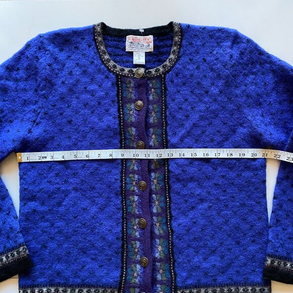 Vintage Tally Ho Cardigan Sweater 100% Wool Women’s Size Large Royal Blue - Picture 4 of 13